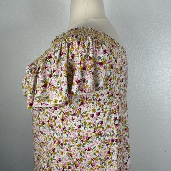 Torrid Top Women Size 1X Super Soft Smocked Flutter Sleeve Floral Cottagecore - Picture 7 of 13